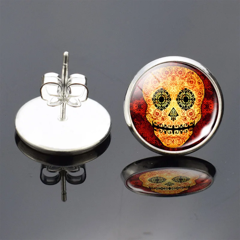 Fashion Women Jewelry Mexico Folk Art Sugar Skulls Glass Cabochon Stud Earrings Skulls Jewelry For Friends Halloween Gifts
Fashion Women Jewelry Mexico Folk Art Sugar Skulls Glass Cabochon Stud Earrings Skulls Jewelry For Friends Halloween Gifts