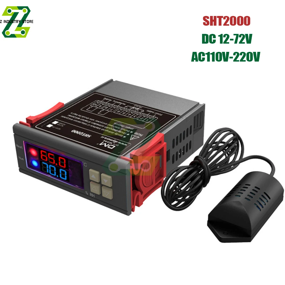SHT2000 Thermostat AC 110V 220V DC 12-72V 10A Dual Digital Temperature Humidity Controller Multifunction Digital Display
SHT2000 Thermostat AC 110V 220V DC 12-72V 10A Dual Digital Temperature Humidity Controller Multifunction Digital Display