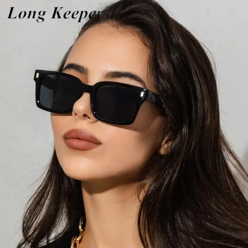 

Women Rectangle Sunglasses Men Fashion Vintage Square Sun Glasses Trendy Black White Frame Cool Shades Ocean Sunglass