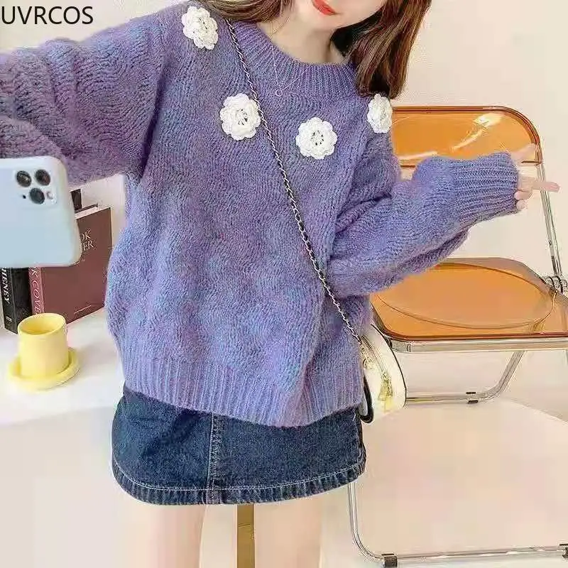 Elegant Woman Knitted Pullovers Sweater for Girls Harajuku Aesthetic Clothes Flower Top Long Sleeve Fairy Jumper Loose Casual
Elegant Woman Knitted Pullovers Sweater for Girls Harajuku Aesthetic Clothes Flower Top Long Sleeve Fairy Jumper Loose Casual