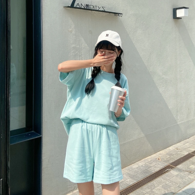Sets Women Casual Short Sleeve Summer Female Fashion Street Loose T-shirts Harajuku Solid All-match Elastic Shorts Teens Outfits
Sets Women Casual Short Sleeve Summer Female Fashion Street Loose T-shirts Harajuku Solid All-match Elastic Shorts Teens Outfits