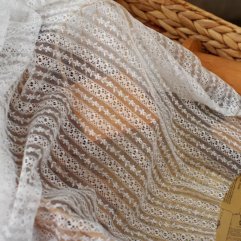 White Black Soft Mesh Stripe Wedding Dress Fabric Romantic French Chantilly DIY Lace fabric Home Decoration Accessories
White Black Soft Mesh Stripe Wedding Dress Fabric Romantic French Chantilly DIY Lace fabric Home Decoration Accessories