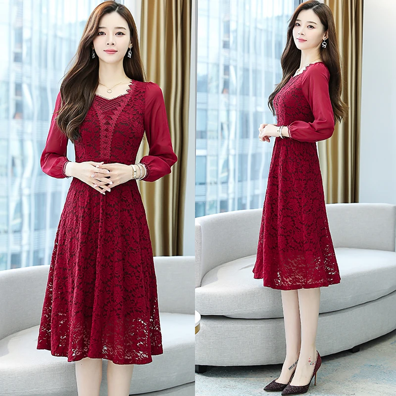 COIGARSAM Women's Autumn Dress Spring 2021 French Style Patchwork Chiffon Lace Red Black Dresses Traf Robe Vestidos
COIGARSAM Women's Autumn Dress Spring 2021 French Style Patchwork Chiffon Lace Red Black Dresses Traf Robe Vestidos