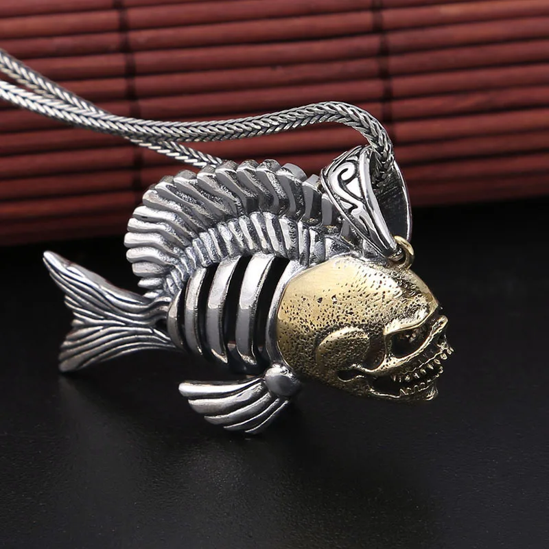 S925 Sterling Silver Jewelry Thai Silver Domineering Piranhas Skull Pendant men's Single Trend Hollow Accessories
S925 Sterling Silver Jewelry Thai Silver Domineering Piranhas Skull Pendant men's Single Trend Hollow Accessories