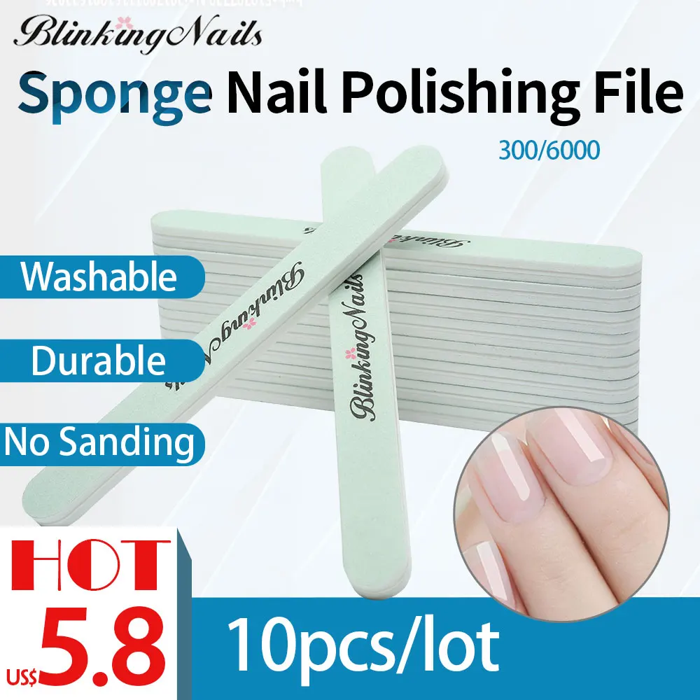 BlinkingNails 10 шт. брусок для ногтей Губка ногти Полировщики 300/6000 пилочка Полировка