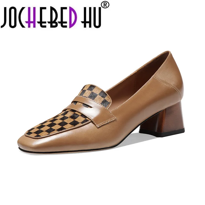 【JOCHEBED HU】Square Toe Shoes Woman Casual Walking Shoes For Women Genuine Leather Thick Heels Pumps Office Lady Working Women S 
【JOCHEBED HU】Square Toe Shoes Woman Casual Walking Shoes For Women Genuine Leather Thick Heels Pumps Office Lady Working Women S