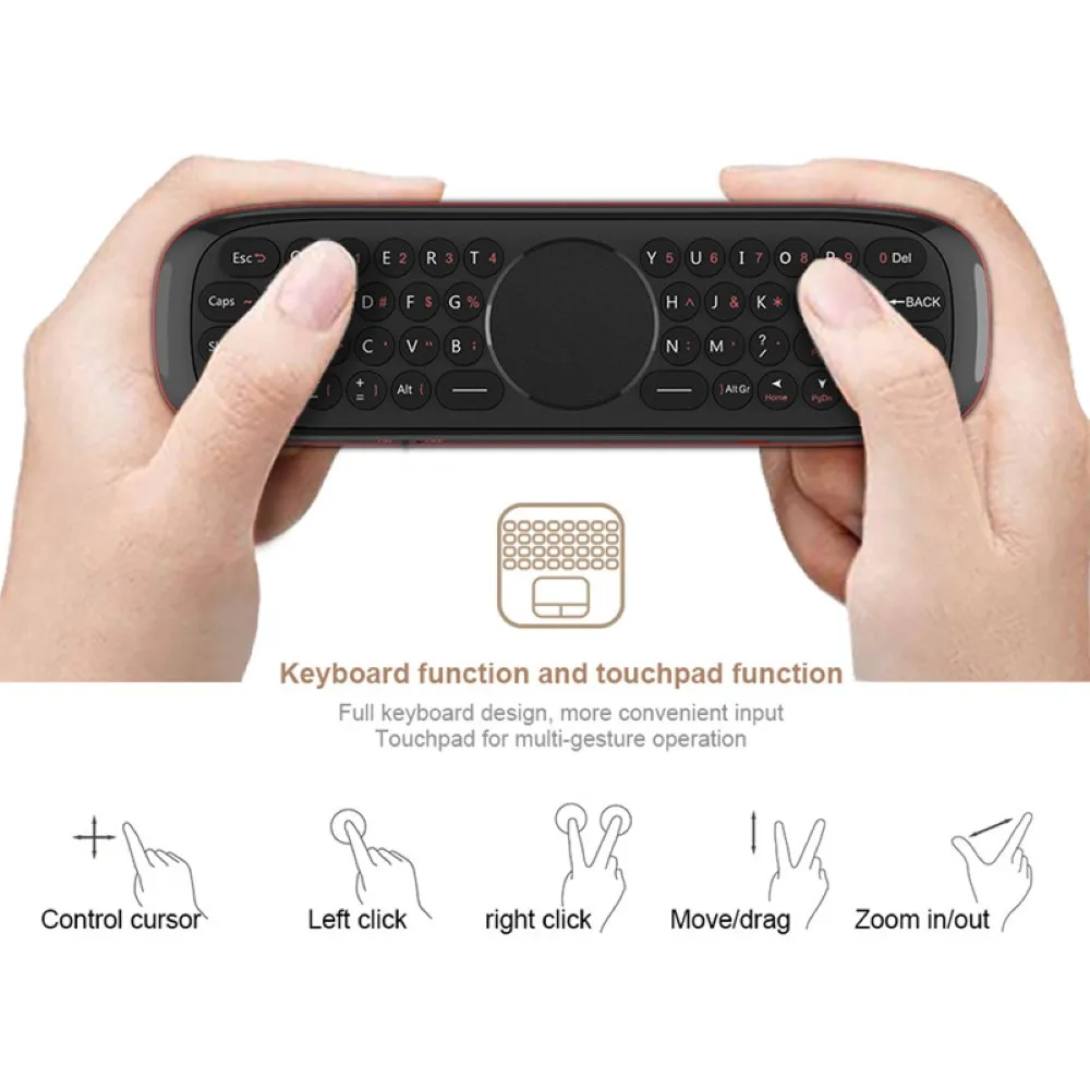 W2 2.4G Air Mouse Wireless Keyboard with USB Receiver 6-Axis Motion Sense Remote Control for Android TV BOX PC Projector
W2 2.4G Air Mouse Wireless Keyboard with USB Receiver 6-Axis Motion Sense Remote Control for Android TV BOX PC Projector