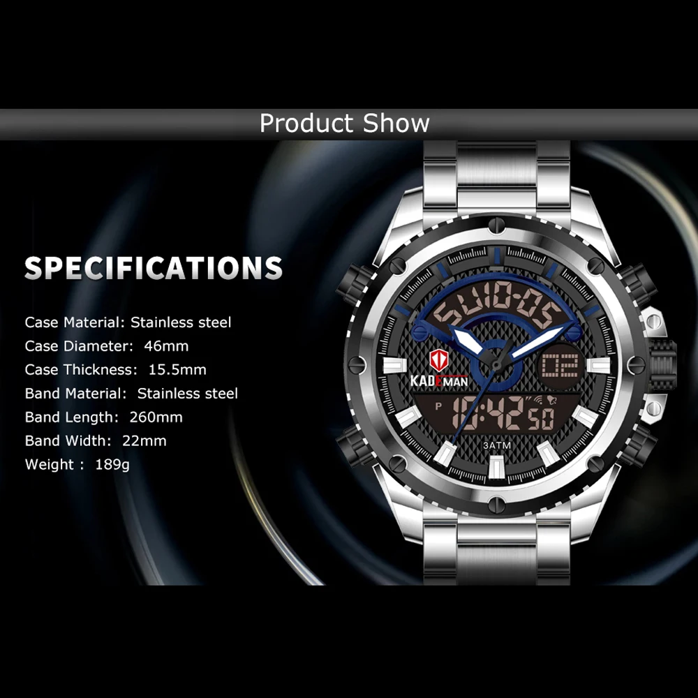 Dual Display Black Stainless Steel Digital Watch Men electronic Sport Outdoor Clock Electronic Watches Relogio Masculino 2020
Dual Display Black Stainless Steel Digital Watch Men electronic Sport Outdoor Clock Electronic Watches Relogio Masculino 2020