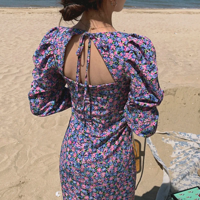 Vintage Floral Print Summer Dress Women Autumn Sexy Backless Bandage Beach Chiffon Holiday Long Dress Robe Ete Femme 2020 New
Vintage Floral Print Summer Dress Women Autumn Sexy Backless Bandage Beach Chiffon Holiday Long Dress Robe Ete Femme 2020 New