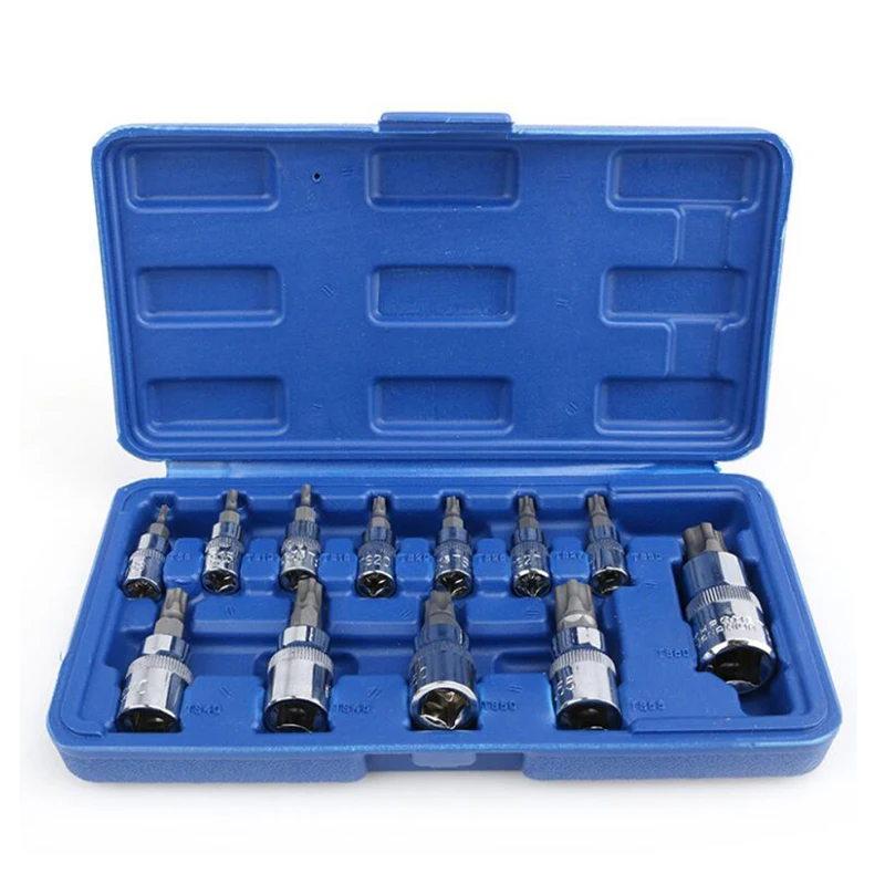 

12PC 3/8" 1/2" Drive S2 Alloy Torx Screwdriver Bits Set Spline Socket Bit T8 T10 T15 T20 T25 T27 T30 T40 T45 T50 T55 T60