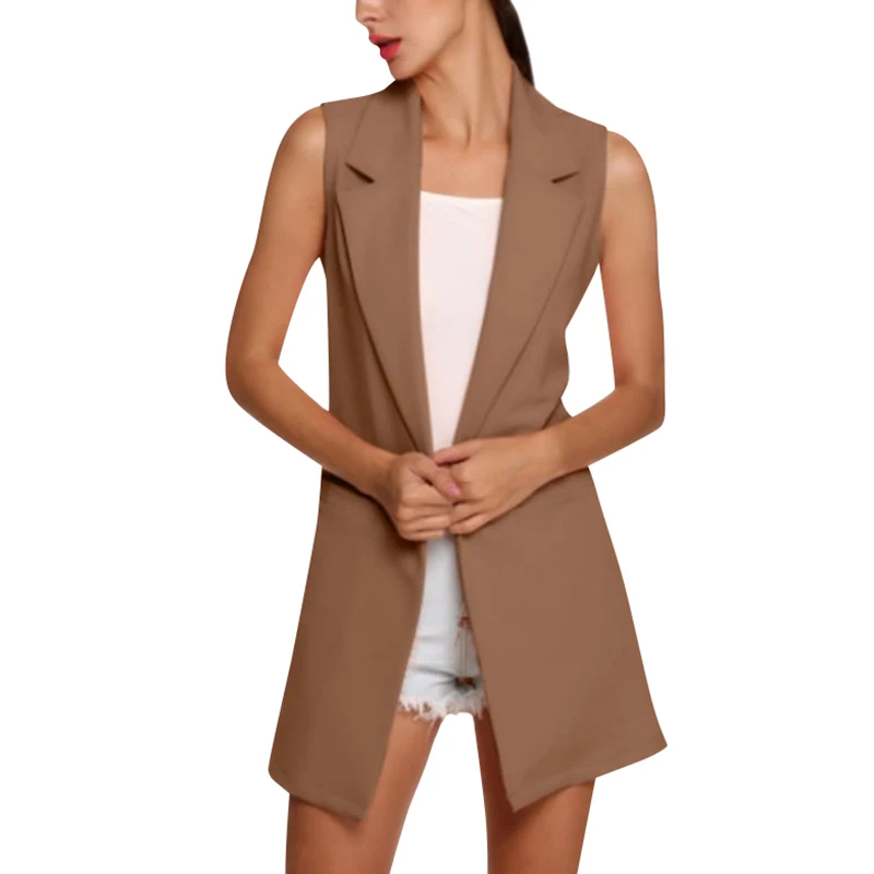 OL Style Sleeveless Lapel Coat Simple Casual Wild Solid Color Long Jacket Cardigan With Pocket Women Outwear Vests
OL Style Sleeveless Lapel Coat Simple Casual Wild Solid Color Long Jacket Cardigan With Pocket Women Outwear Vests