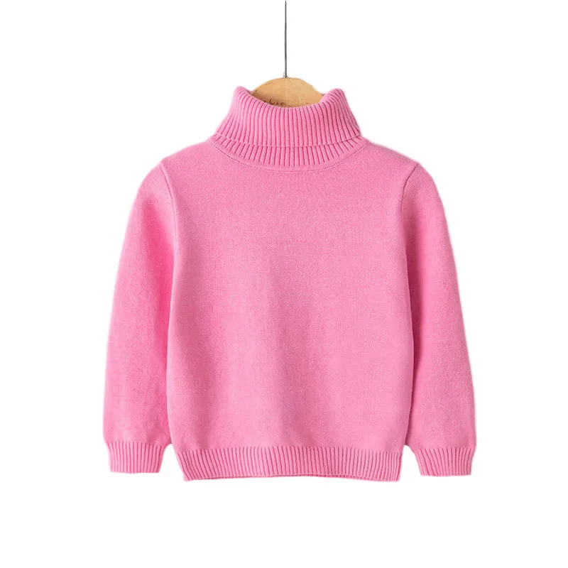 Autumn And Winter New High Neck Knitted Sweater Baby Girl Clothes Children's Turtleneck Boy Solid Candy Color | Мать и ребенок