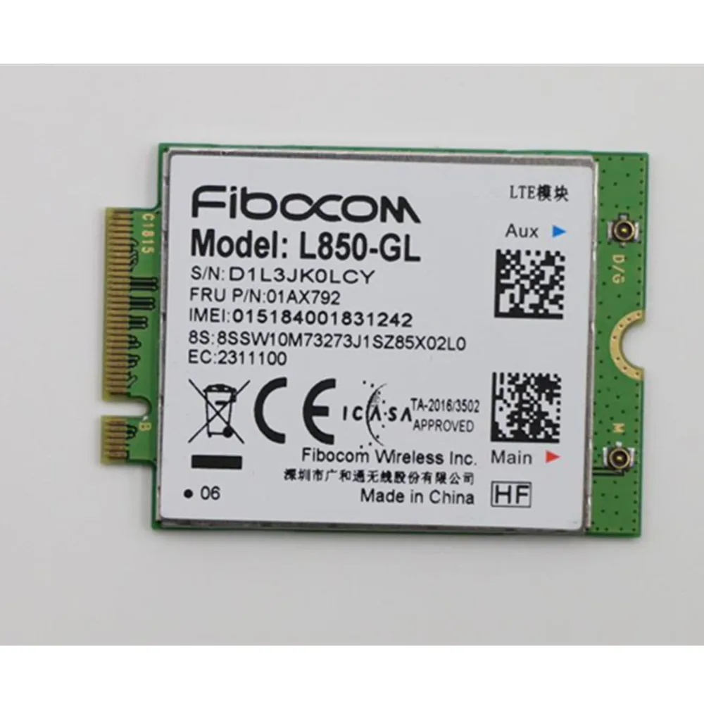 Карта Fibocom L850-GL WWAN для Lenovo Thinkpad X1 carbon 6th X280 T480 T480s X1 Yoga 3rd 4th T490 T490s T580 L580 P52 01AX792
Карта Fibocom L850-GL WWAN для Lenovo Thinkpad X1 carbon 6th X280 T480 T480s X1 Yoga 3rd 4th T490 T490s T580 L580 P52 01AX792