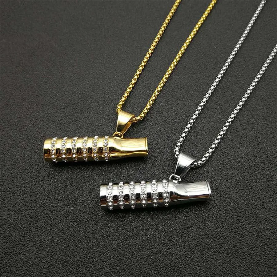 Gold Color Iced Out Chain Cubic Zircon Cigarette Holder Pendant Necklace Men Women Gift Hip Hop Stainless Steel Party Jewelry
Gold Color Iced Out Chain Cubic Zircon Cigarette Holder Pendant Necklace Men Women Gift Hip Hop Stainless Steel Party Jewelry