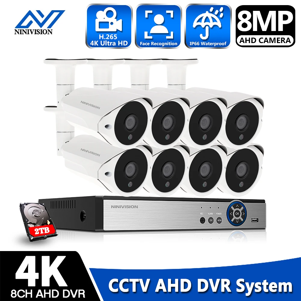 

8CH 4K HDMI DVR NVR Kit CCTV Security System 8.0MP Indoor Outdoor Audio Record DVR HD Camera Video Surveillance Set 2TB HDD