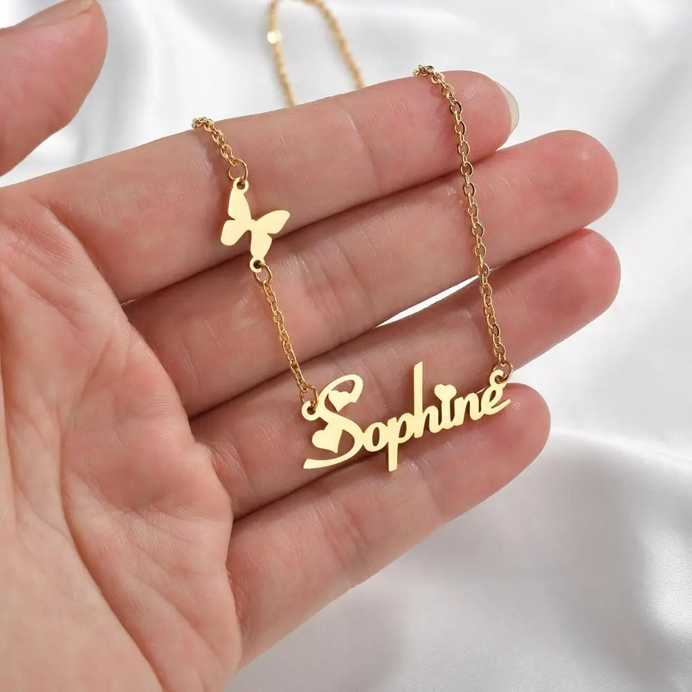 Fashion Customized Name Necklaces Heart Butterfly Pendant Stainless Steel Personalized for Women Letter Choker Necklace Jewelry
Fashion Customized Name Necklaces Heart Butterfly Pendant Stainless Steel Personalized for Women Letter Choker Necklace Jewelry