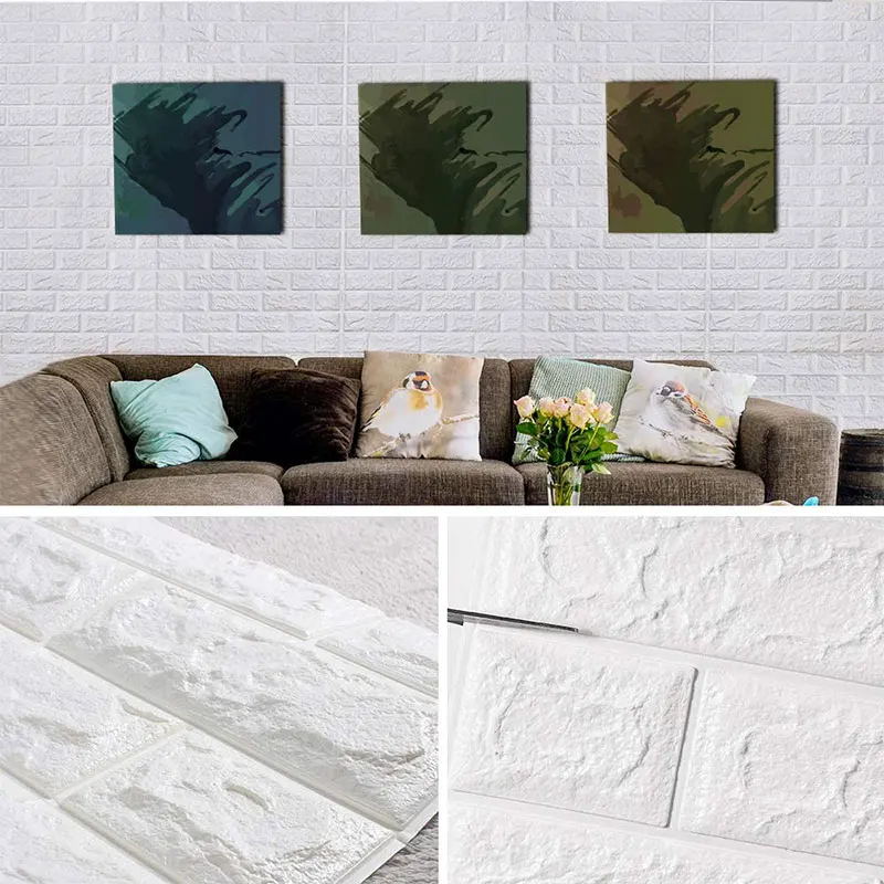 

12pcs 70*77cm DIY Self Adhesive 3D Wall Stickers Bedroom Waterproof Foam Brick Room Wallpaper Decor Living Wall Sticker For Home