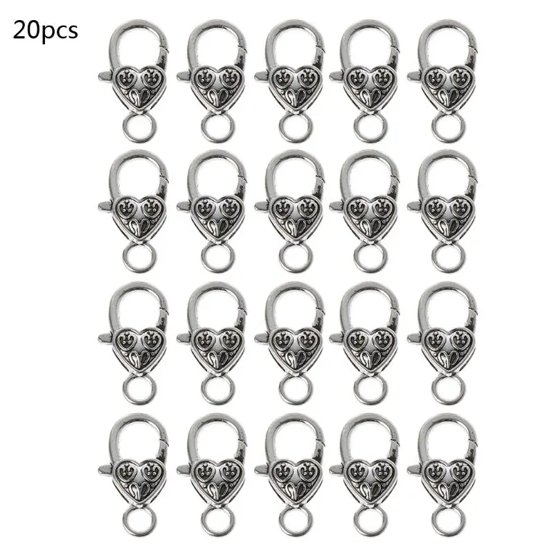 20Pc Tibetan Silver Large Flower Heart Lobster Claw Clasp Hooks Jewelry Findings
20Pc Tibetan Silver Large Flower Heart Lobster Claw Clasp Hooks Jewelry Findings