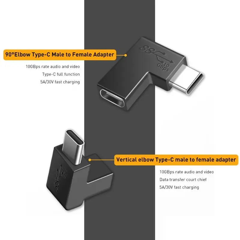 Type C Adapter 90 Degree Angle 10Gbps GEN2 High Speed USB 3.1 Male To Female/ USB C Female To Female/ Male To Male Converter 
Type C Adapter 90 Degree Angle 10Gbps GEN2 High Speed USB 3.1 Male To Female/ USB C Female To Female/ Male To Male Converter