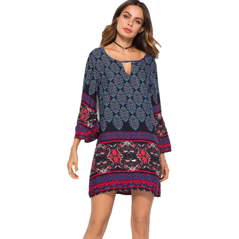 2022 womens print O neck dress fashion new style casual loose dress large size beach dress summer dresses for women AD517
2022 womens print O neck dress fashion new style casual loose dress large size beach dress summer dresses for women AD517