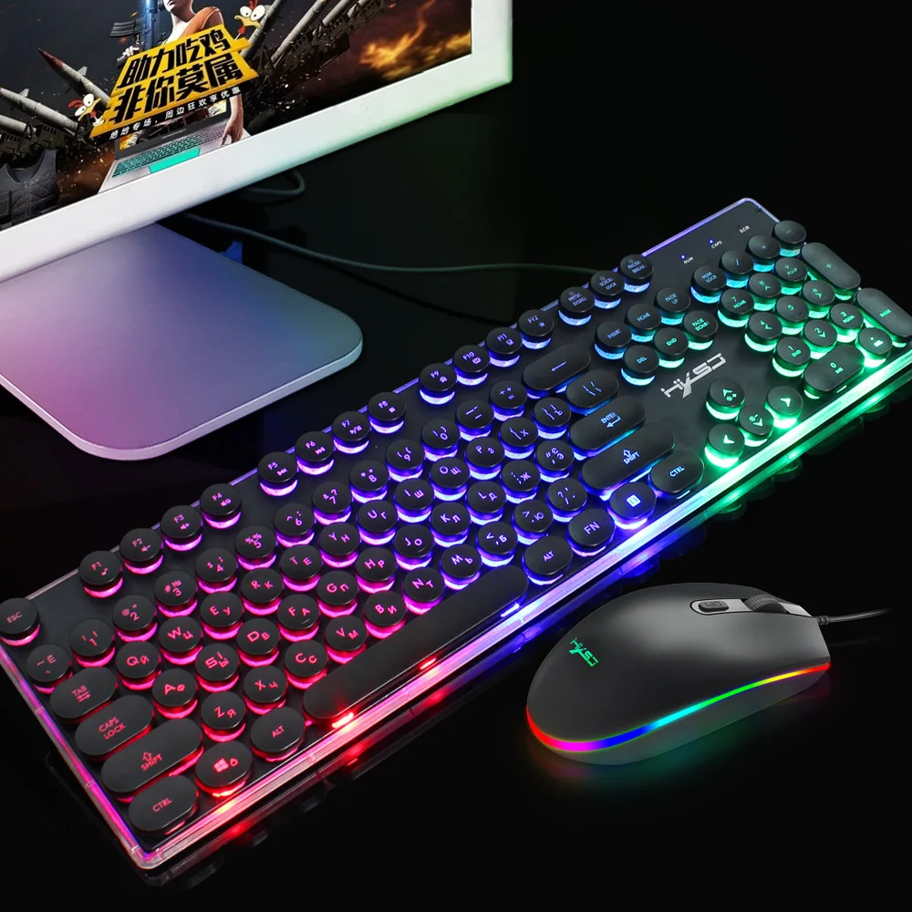 Игровая клавиатура с русской раскладкой в стиле ретро игровая круглыми