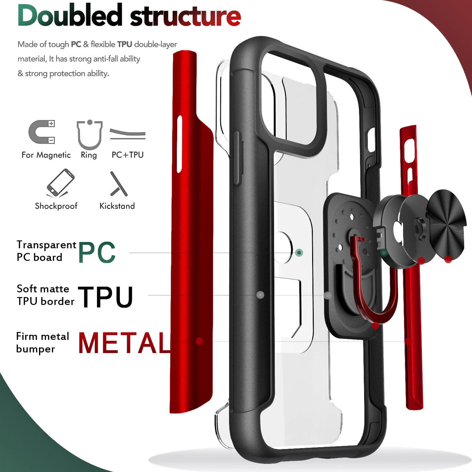 Rugged Armor Phone Case For iPhone 7 8 Plus 11 12 Mini SE XR X XS PRO MAX 2020 Shockproof Metal Ring Holder PC Protection Cover
Rugged Armor Phone Case For iPhone 7 8 Plus 11 12 Mini SE XR X XS PRO MAX 2020 Shockproof Metal Ring Holder PC Protection Cover