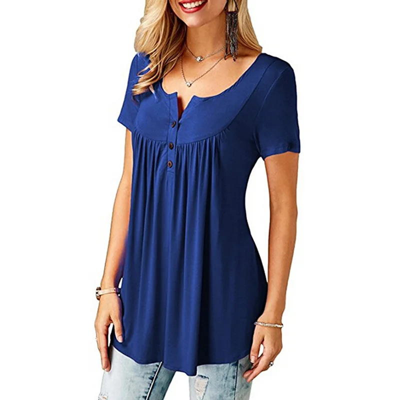 Blouses for Women Tops Casual Blouse Ladies Top Short Sleeve Shirts O Neck Button Elastic Loose Pullover
Blouses for Women Tops Casual Blouse Ladies Top Short Sleeve Shirts O Neck Button Elastic Loose Pullover