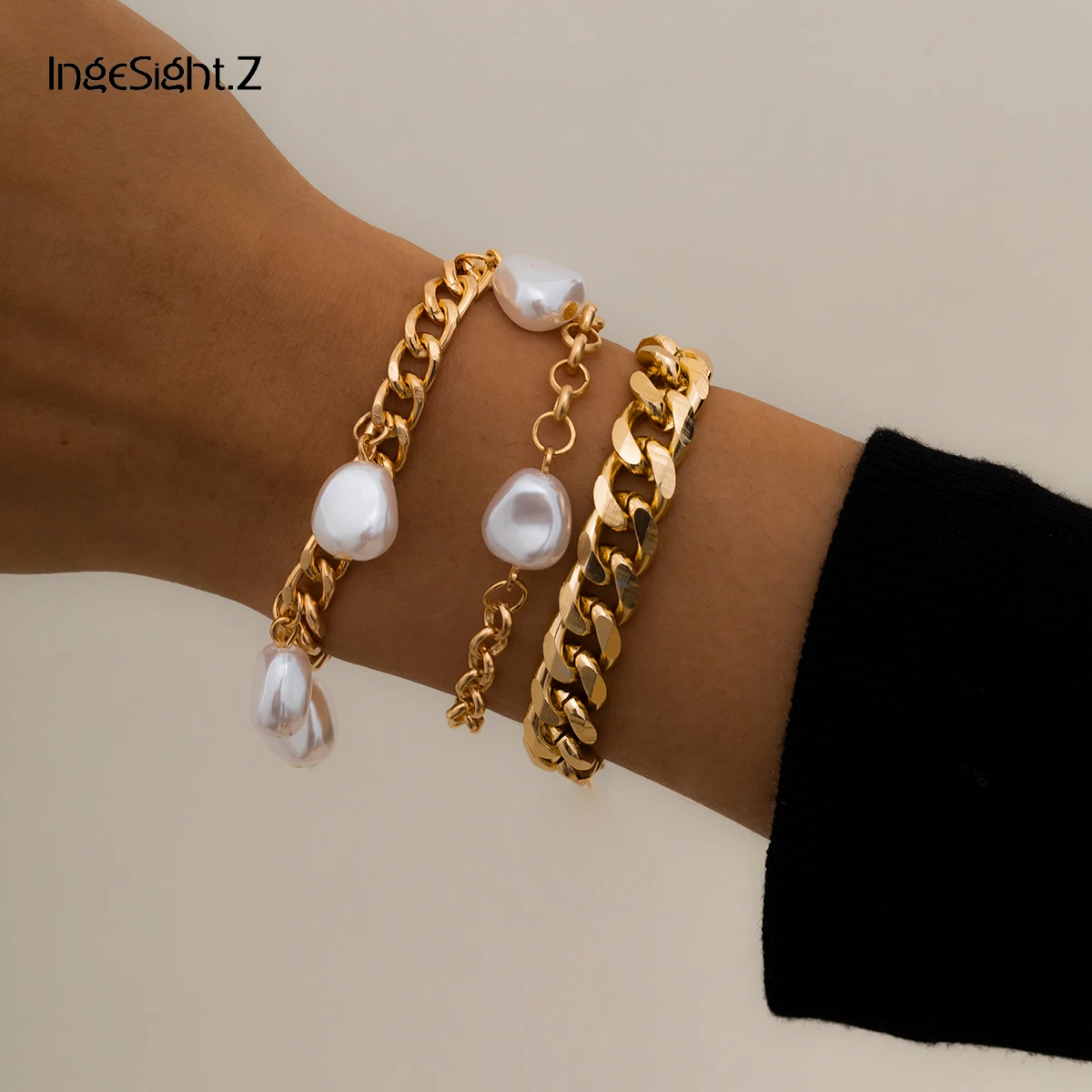 IngeSight.Z 3Pcs/Set Punk Imitation Pearl Tassel Pendant Bracelets Chunky Thick Curb Wrist Bracelets Bangles for Women Jewelry
IngeSight.Z 3Pcs/Set Punk Imitation Pearl Tassel Pendant Bracelets Chunky Thick Curb Wrist Bracelets Bangles for Women Jewelry
