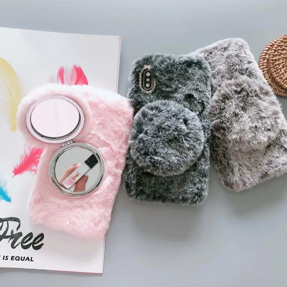 For iPhone6 6s 7 8 7Plus 8 Plus Warm Rabbit Fur Plush diamond Phone Case with Cute Mirror Cover For iPhone 11 pro Max TPU Funda
For iPhone6 6s 7 8 7Plus 8 Plus Warm Rabbit Fur Plush diamond Phone Case with Cute Mirror Cover For iPhone 11 pro Max TPU Funda