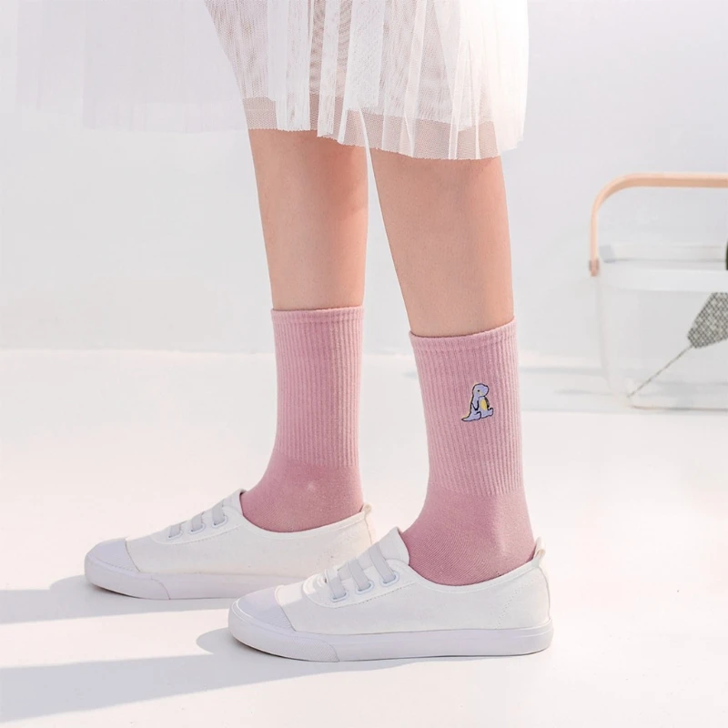 Japanese Women Cotton Crew Socks Harajuku Cute Cartoon Anime Dinosaur Embroidery Solid Color Kawaii Mid Tube Hosiery 
Japanese Women Cotton Crew Socks Harajuku Cute Cartoon Anime Dinosaur Embroidery Solid Color Kawaii Mid Tube Hosiery