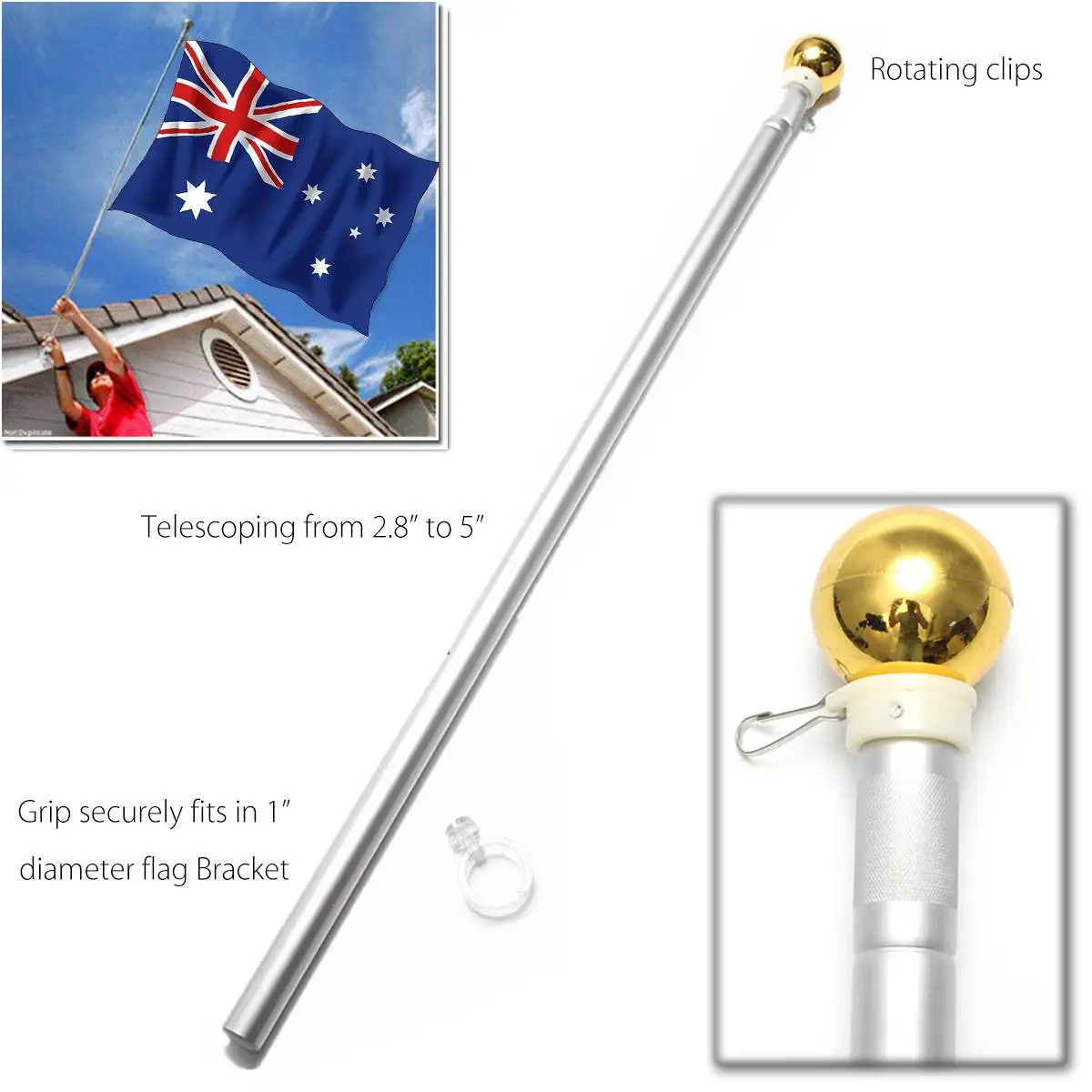 1PC 155cm Adjustable Telescopic Extendable Flag Poles Portable Aluminum Flags Holder Bracket Metal Telescoping Handheld Flagpole
1PC 155cm Adjustable Telescopic Extendable Flag Poles Portable Aluminum Flags Holder Bracket Metal Telescoping Handheld Flagpole