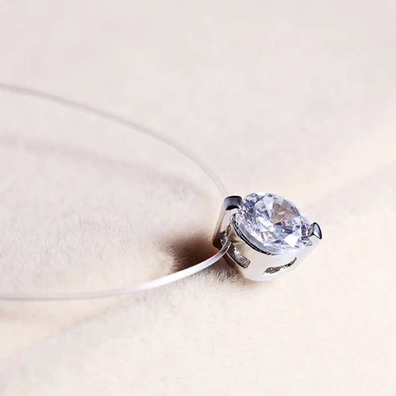 Женское Ожерелье-чокер с кристаллами невидимое колье подвеской из фианита на