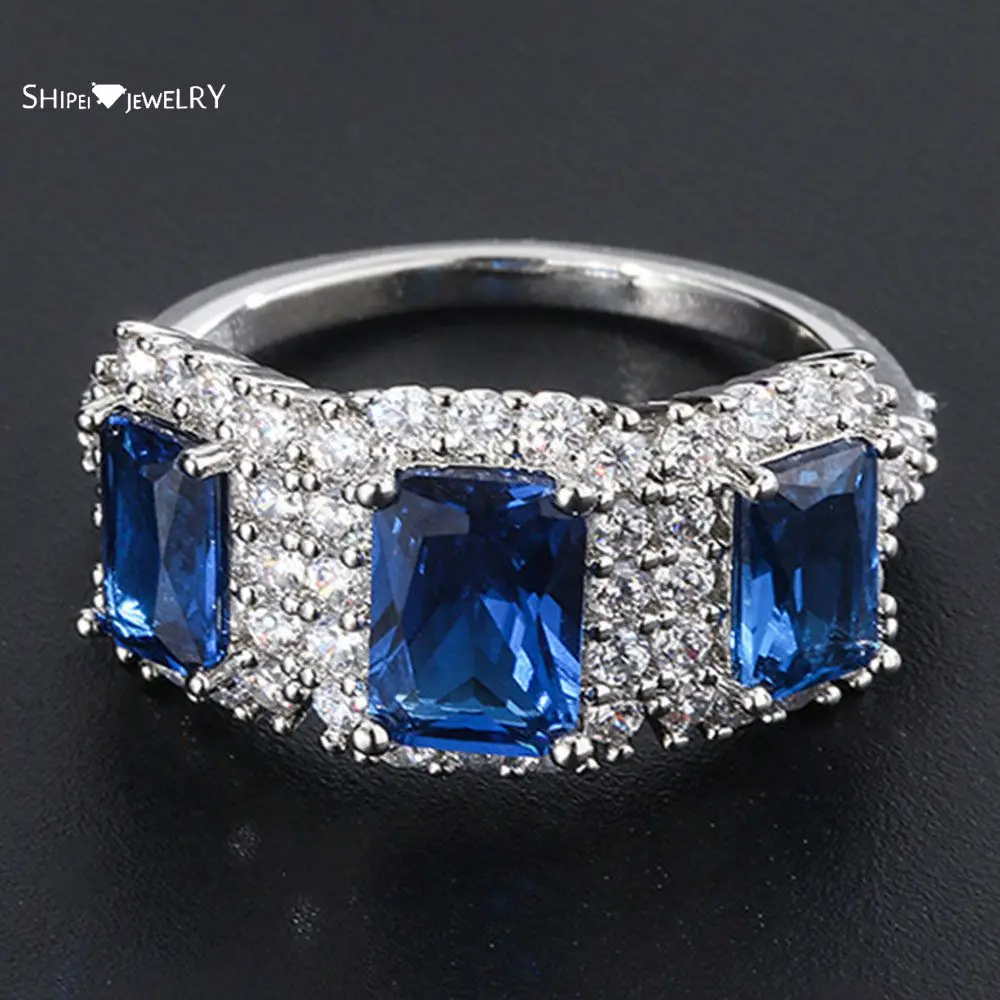 

Shipei Luxury 925 Sterling Silver Ruby Tanzanite Wedding Engagement Fine Jewelry Vintage White Gold Ring For Women Wholesale