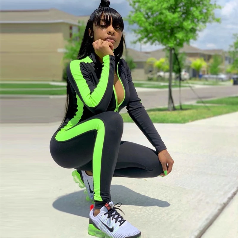Fashion Zipper Striped Playsuit Long Sleeve Sportswear Fitness Streetwear Bodycon Rompers Womens Bodysuit Sexy Skinny Jumpsuit
Fashion Zipper Striped Playsuit Long Sleeve Sportswear Fitness Streetwear Bodycon Rompers Womens Bodysuit Sexy Skinny Jumpsuit