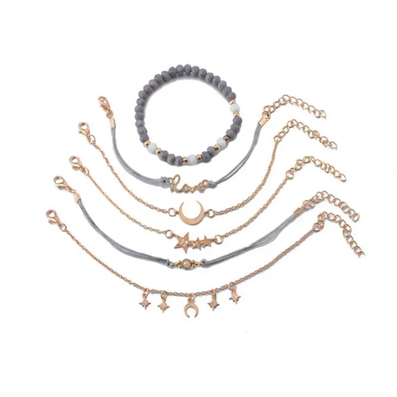 2021 New Bohemia 6pcs/sets Love Moon Bracelets for Women Bead Gold Star Clear Crystal Stone Letter Rope Jewelry Accessories
2021 New Bohemia 6pcs/sets Love Moon Bracelets for Women Bead Gold Star Clear Crystal Stone Letter Rope Jewelry Accessories