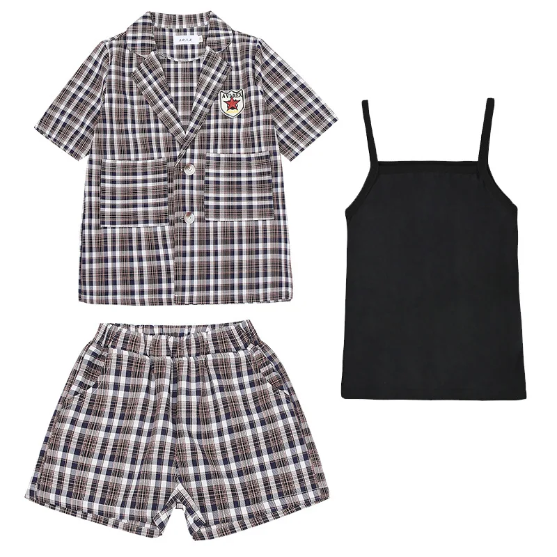 Teen Girl Set Summer Plaid Suit for Girls Clothing Short Sleeve Jacket Vest Shorts 3pcs 2021 School Uniform for Child 10 12 Year
Teen Girl Set Summer Plaid Suit for Girls Clothing Short Sleeve Jacket Vest Shorts 3pcs 2021 School Uniform for Child 10 12 Year