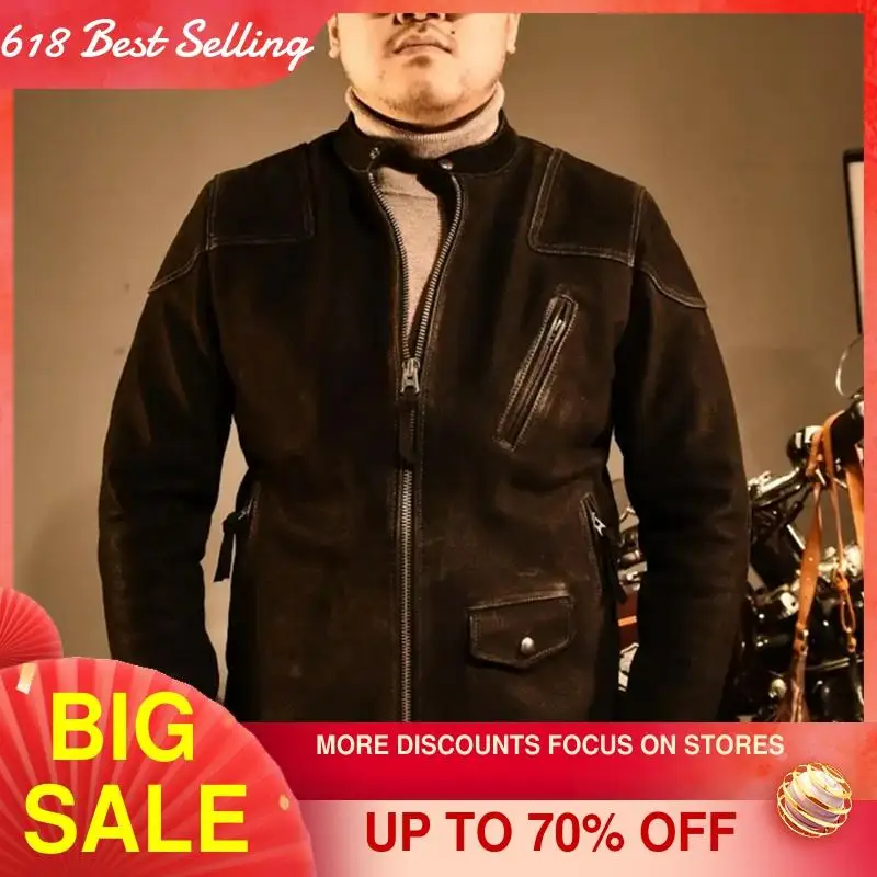 2021 Black Motorcycle Style Genuine Leather Jacket Men Stand Collar Large Size 3XL Natural Cow Suede Autumn Short Biker Coat
2021 Black Motorcycle Style Genuine Leather Jacket Men Stand Collar Large Size 3XL Natural Cow Suede Autumn Short Biker Coat