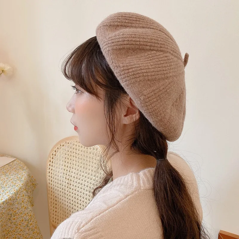 

Осенне-зимняя шапка береты из 100% чистой шерсти берет французский художник женская шапка художника винтажные береты для девочек женские теплые шапки для прогулок