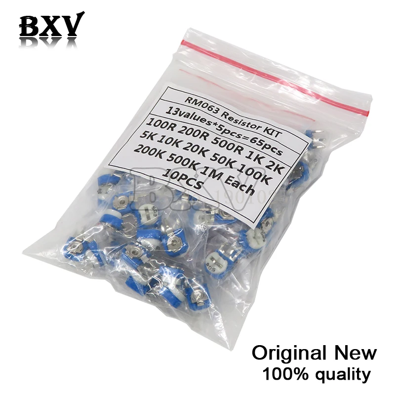 65PCS/LOT RM063 Trimmer Potentiometer Adjustable Resistor Kit 500R 1K 5K 10K 20K 50K 100K 200K 500K 1M RM-063 Variable Resistors
65PCS/LOT RM063 Trimmer Potentiometer Adjustable Resistor Kit 500R 1K 5K 10K 20K 50K 100K 200K 500K 1M RM-063 Variable Resistors