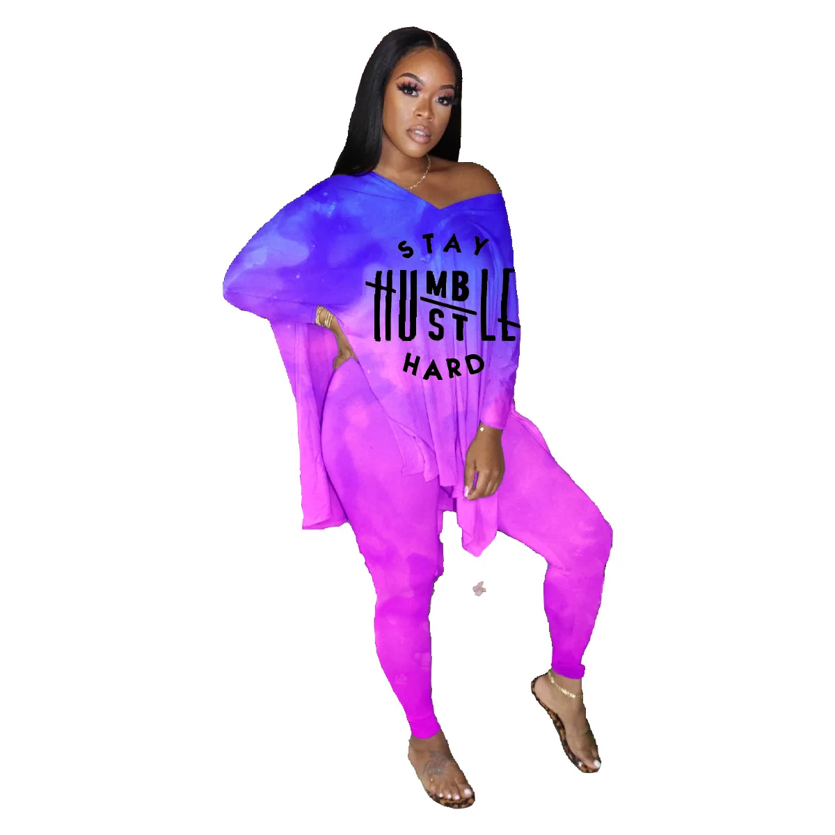 Fashion Plus Size Women Tracksuit Lettered Print Contrast Gradient Batwing Sleeve Tops Pants Two Piece Set Outfits Matching Sets
Fashion Plus Size Women Tracksuit Lettered Print Contrast Gradient Batwing Sleeve Tops Pants Two Piece Set Outfits Matching Sets