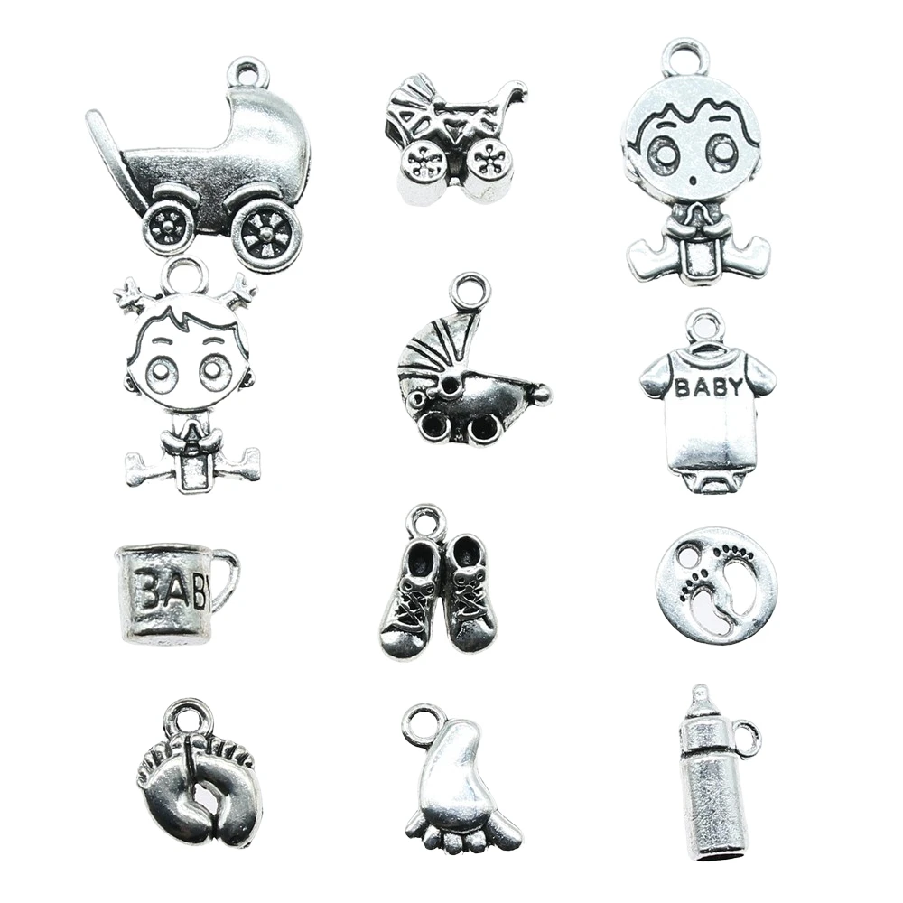 20pcs Baby Charms Antique Silver Color Baby Carriage Charms Pendants For Bracelets Cute Baby Feet Charms For Jewelry Making
20pcs Baby Charms Antique Silver Color Baby Carriage Charms Pendants For Bracelets Cute Baby Feet Charms For Jewelry Making