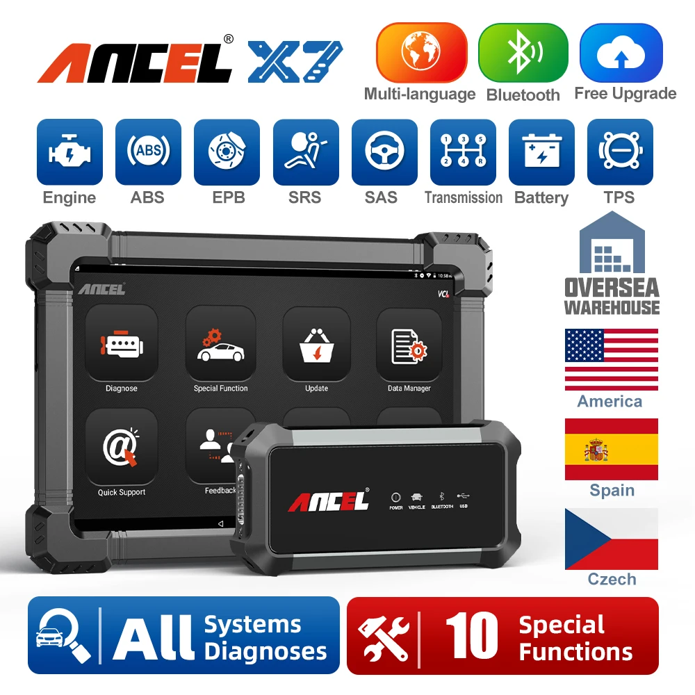 

Ancel X7 OBD2 Automotive Scanner Full System OBD Scanner ABS Oil EPB DPF Reset Bluetooth-compatible Professional Diagnostic Tool