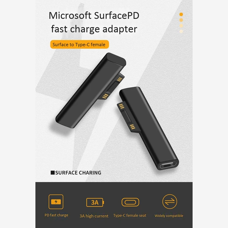 Suitable for SurfacePD Adapter Cable C Female Adapter Adapter Fast Charge 15V/3A Magnetic Head Pro3/4/5/6/Laptop/Book2/1
Suitable for SurfacePD Adapter Cable C Female Adapter Adapter Fast Charge 15V/3A Magnetic Head Pro3/4/5/6/Laptop/Book2/1