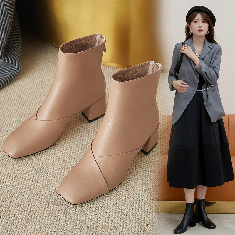 2021 autumn and winter new Korean style square toe comfortable high-heeled ankle boots
2021 autumn and winter new Korean style square toe comfortable high-heeled ankle boots