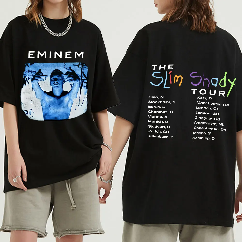 Винтажные 1999 футболки Eminem Slim Shady Tour с новым принтом Мужская футболка коротким