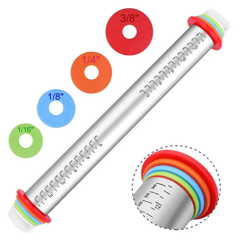 Durable Adjustable Rolling Pin With Dough Mat Dough Roller with 4Removable Rings
Durable Adjustable Rolling Pin With Dough Mat Dough Roller with 4Removable Rings