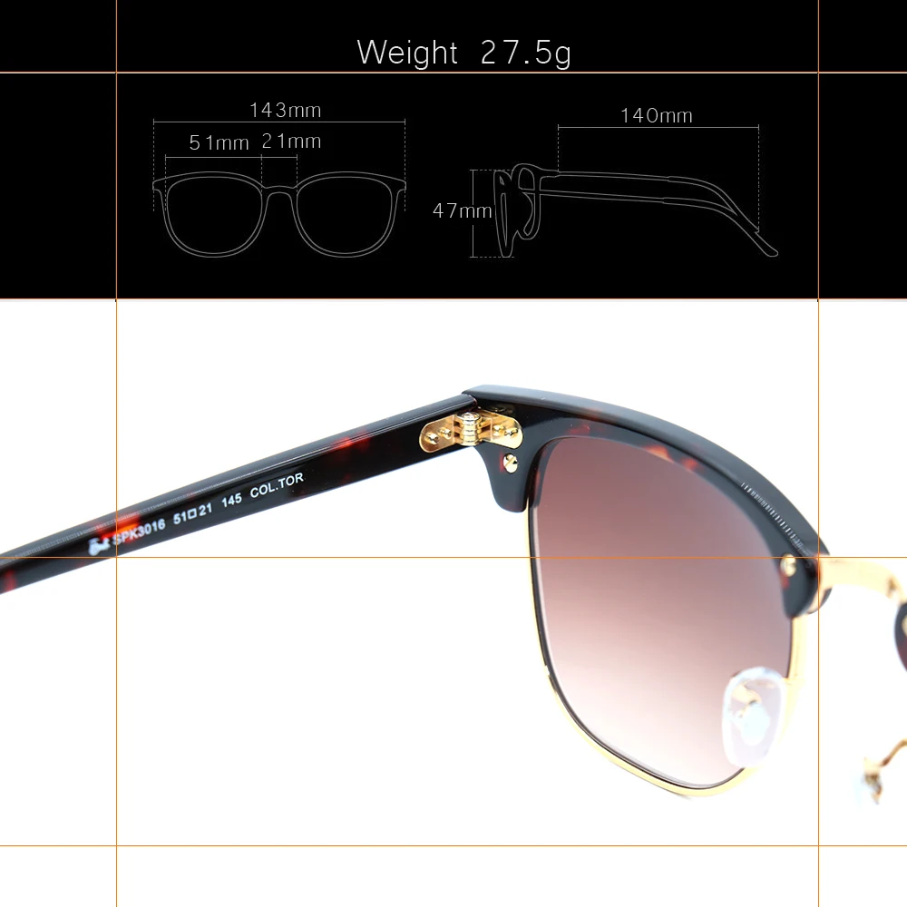 Классические солнцезащитные очки 3016 Полуободковые SPEIKO для мужчин и женщин без