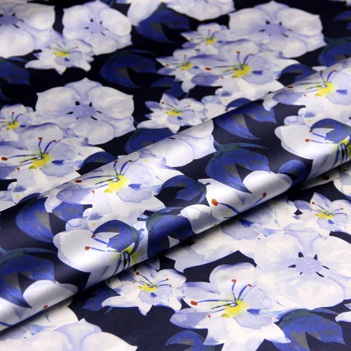 118CM Wide 19MM 93% Silk & 7% Spandex Floral Print Stretch Blue Silk Satin Fabric for Dress Cheongsam Shirt Jacket D1103
118CM Wide 19MM 93% Silk & 7% Spandex Floral Print Stretch Blue Silk Satin Fabric for Dress Cheongsam Shirt Jacket D1103