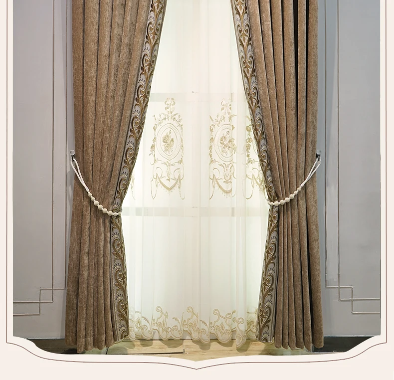 Custom European Style Curtains Luxury Simple Modern Chenille Living Room Embroidered Coffee Cloth Blackout Curtain Tulle Drape
Custom European Style Curtains Luxury Simple Modern Chenille Living Room Embroidered Coffee Cloth Blackout Curtain Tulle Drape