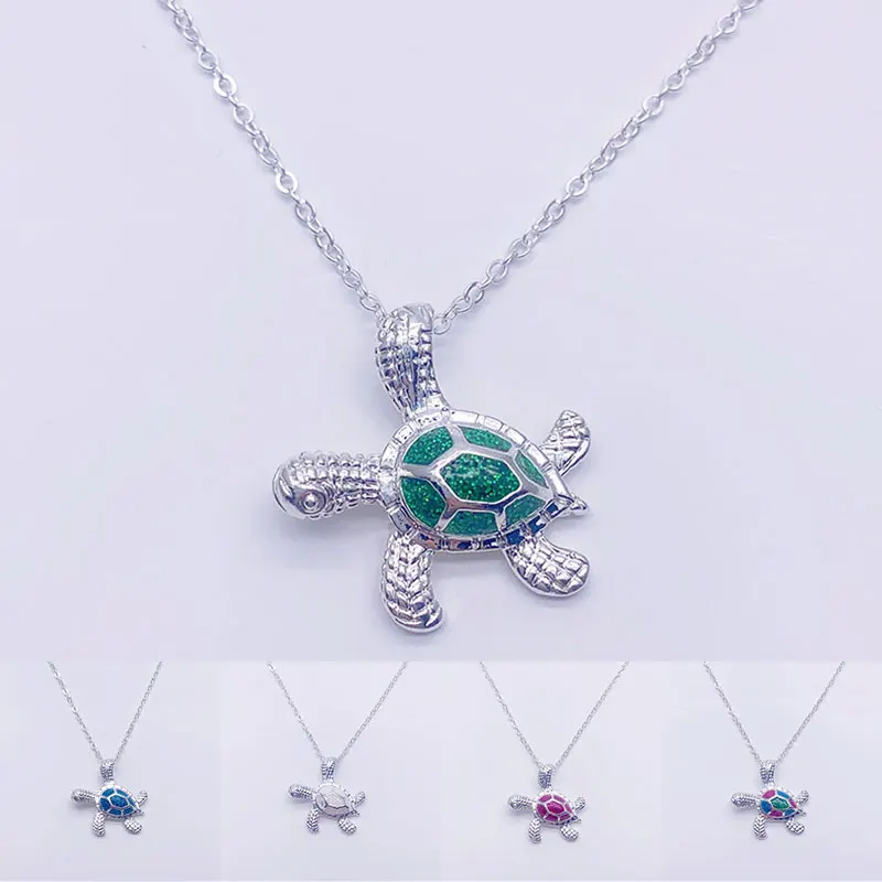 Women Blue Green White Opal Turtles Necklace New Fashion Animal Wedding Jewelry Silver Color Necklaces Pendants Gift
Women Blue Green White Opal Turtles Necklace New Fashion Animal Wedding Jewelry Silver Color Necklaces Pendants Gift